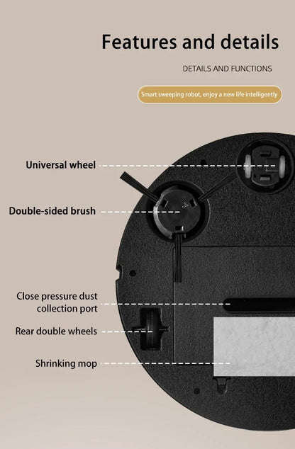 Beli pametni 3-v-1 robotski sesalnik – sesanje, pometanje in pomivanje z močjo 6000Pa