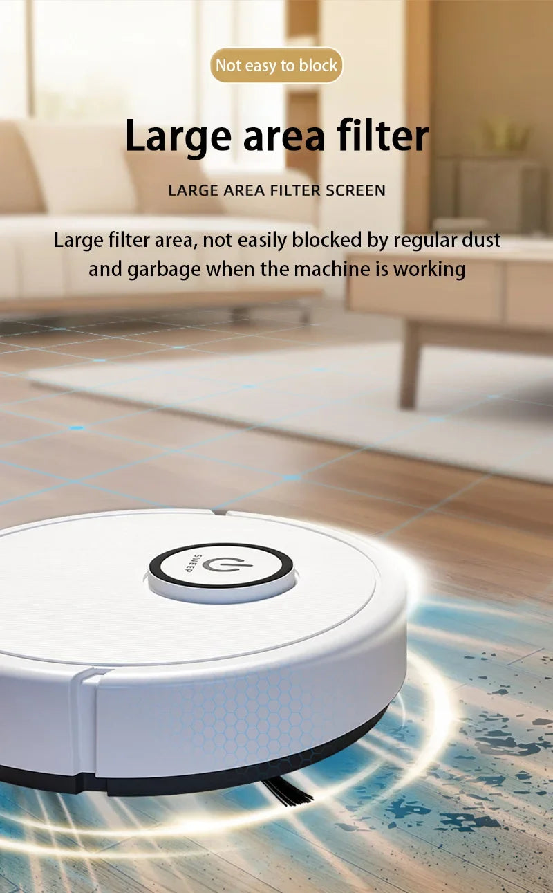 Beli pametni 3-v-1 robotski sesalnik – sesanje, pometanje in pomivanje z močjo 6000Pa