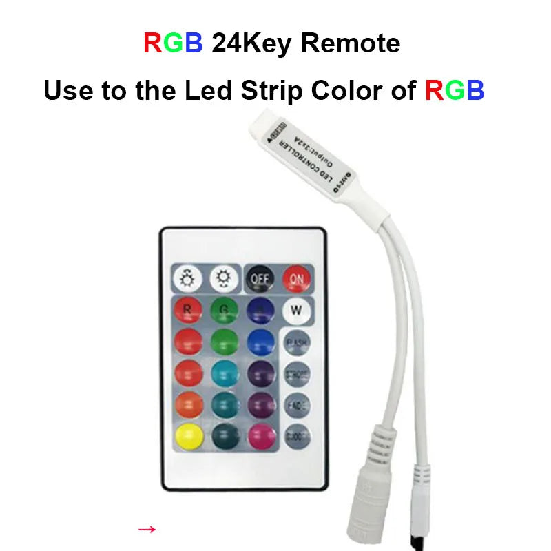 LED svetlobni trak 12V – fleksibilen RGB trak z daljincem in adapterjem | Vodoodporen barvni trak za dekoracijo doma (1–5 m)