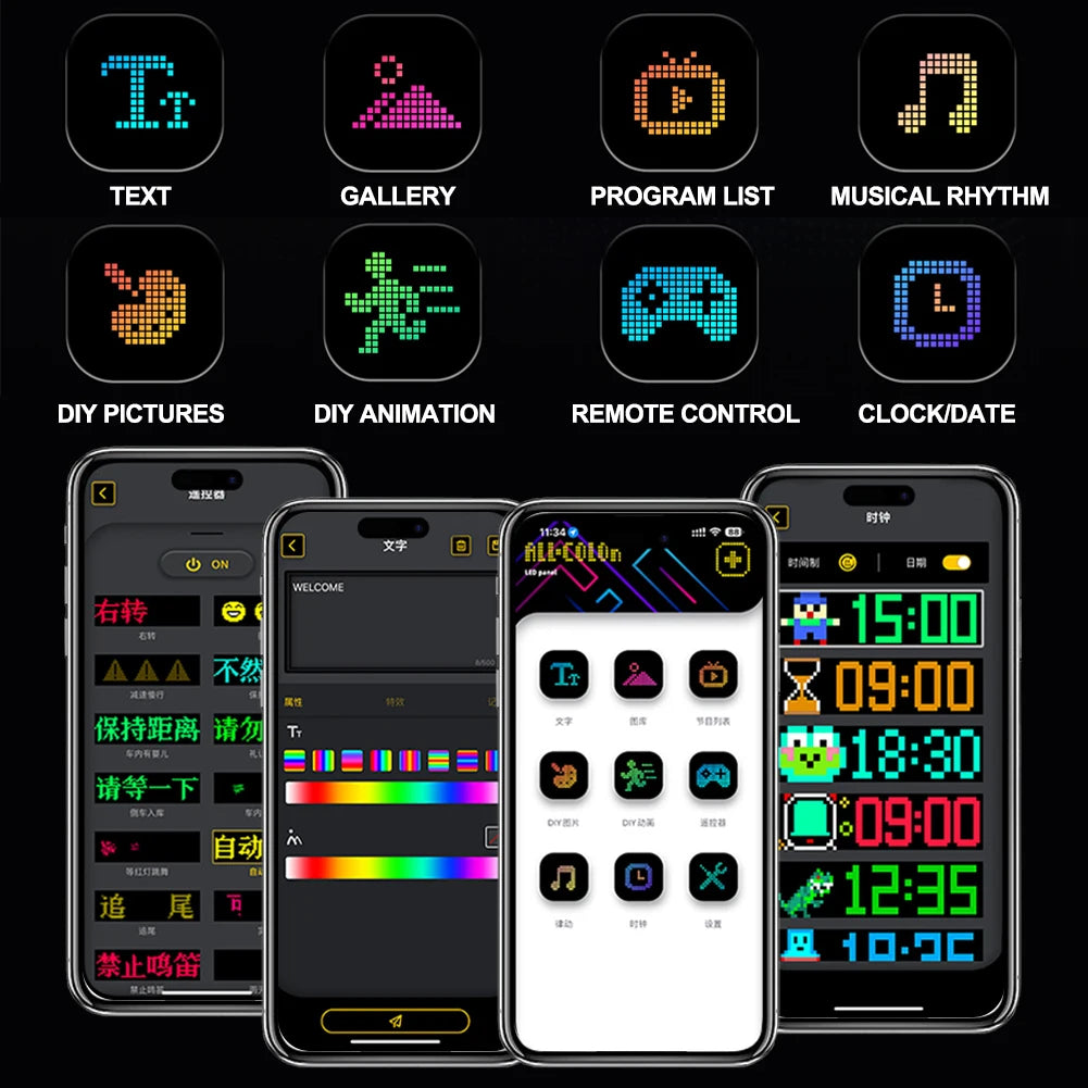 Zložljiva LED matrična tabla za avto – programsko nastavljiv drseči napis z daljinskim upravljanjem prek aplikacije