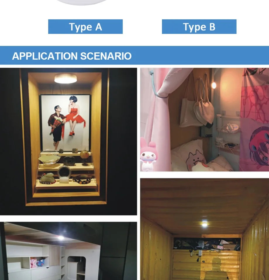 COB LED svetilka pod omaro – brezžična nočna svetilka z lepilnim trakom za kuhinjo, spalnico, omare in predale