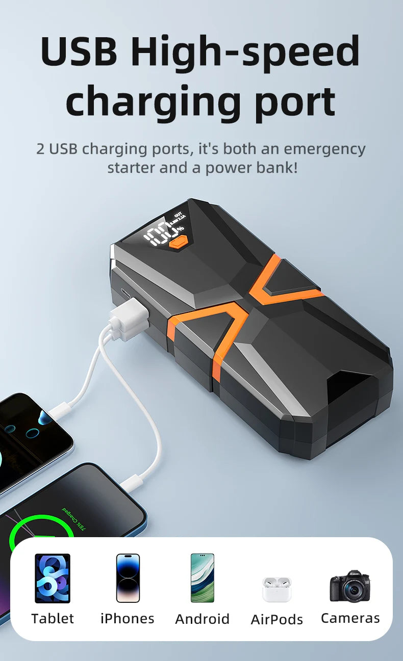 Xiaomi 10000mAh prenosni avtomobilski starter – power bank in emergency booster 12V, univerzalen za bencin in dizel