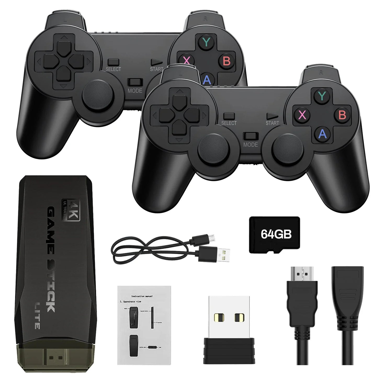 Retro 4K Igralna Konzola z 2 brezžičnima kontrolerjema – 64GB, 15.000+ iger | Popolno darilo