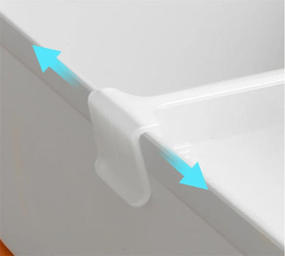 Eleganten razdelilnik za hladilnik – organizator kuhinjskih polic za steklenice, pločevinke in prostor v hladilniku