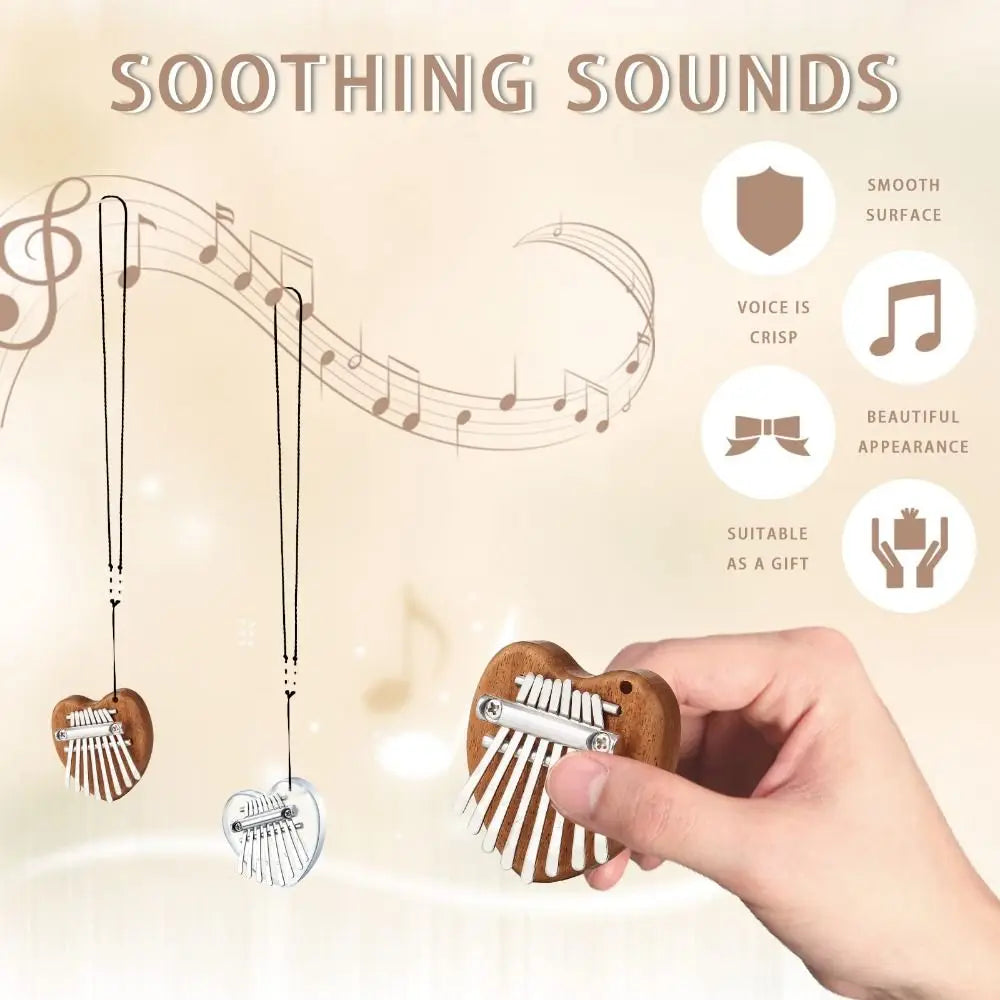 Romantični dar – 8-tipkasta Kalimba v 10 različnih stilih, prenosni prstni klavir za začetnike, Glasbeni obesek in popolno darilo