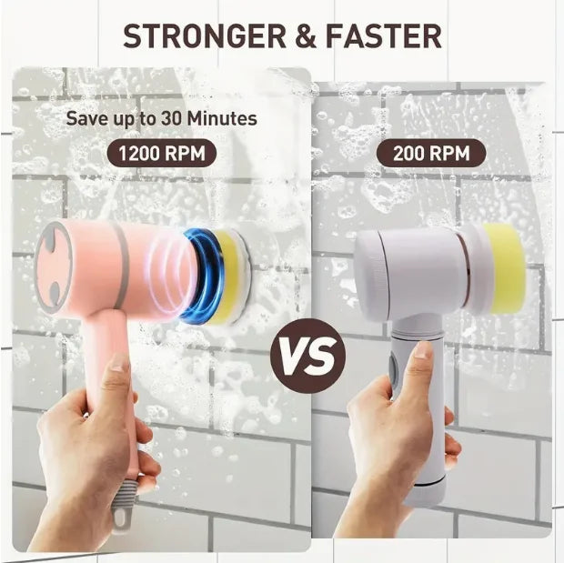 Električna čistilna krtača 3-v-1 – brezžična rotacijska krtača za kuhinjo, kopalnico in dom