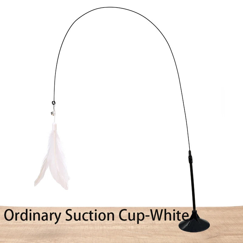 Interaktivna Mačja Igračka z Samostoječim Palčkom – Pero in Zvonec za Mačke, Zabavna Palica za Igranje